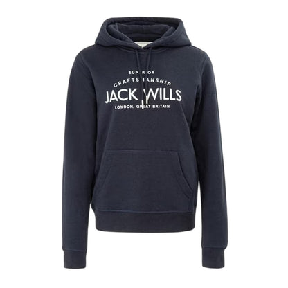Navy - Front - Jack Wills Womens-Ladies Graphic Logo Hoodie