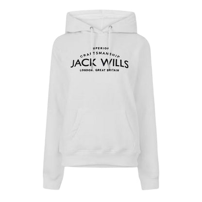 Vintage White - Front - Jack Wills Womens-Ladies Graphic Logo Hoodie