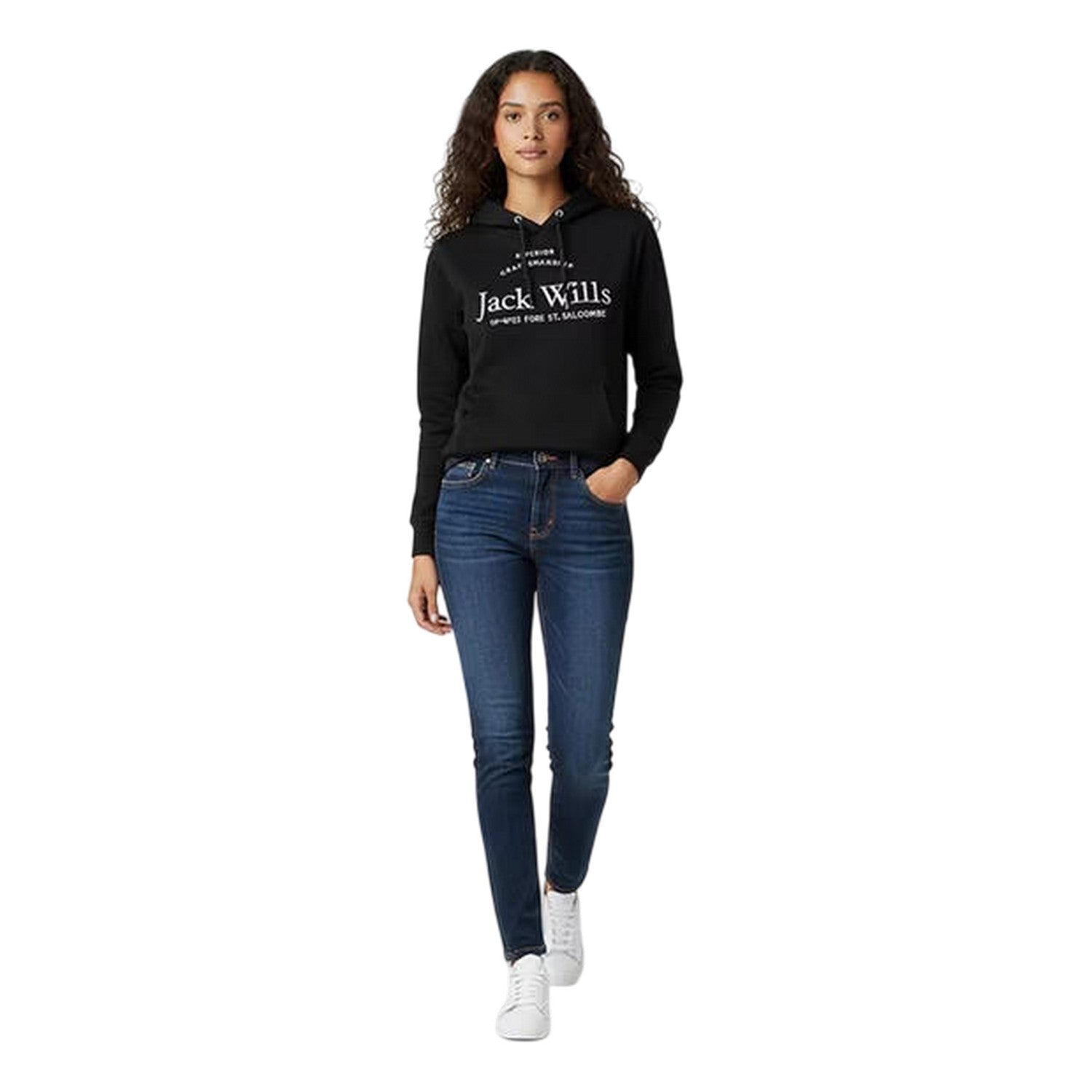 Black - Lifestyle - Jack Wills Womens-Ladies Graphic Logo Hoodie