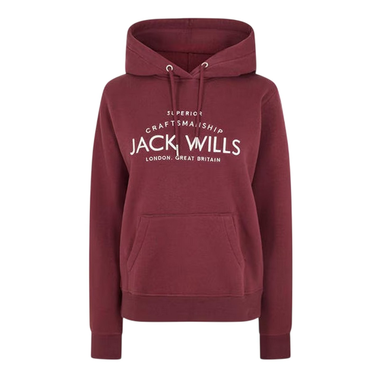 Burgundy - Front - Jack Wills Womens-Ladies Graphic Logo Hoodie