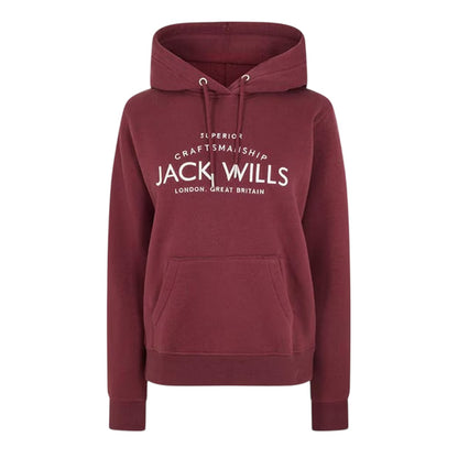 Burgundy - Front - Jack Wills Womens-Ladies Graphic Logo Hoodie