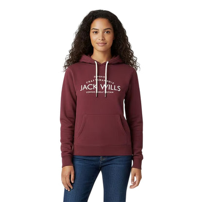 Burgundy - Side - Jack Wills Womens-Ladies Graphic Logo Hoodie