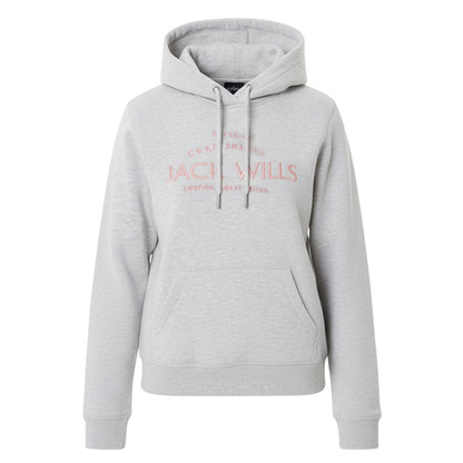 Grey Marl - Front - Jack Wills Womens-Ladies Graphic Logo Hoodie