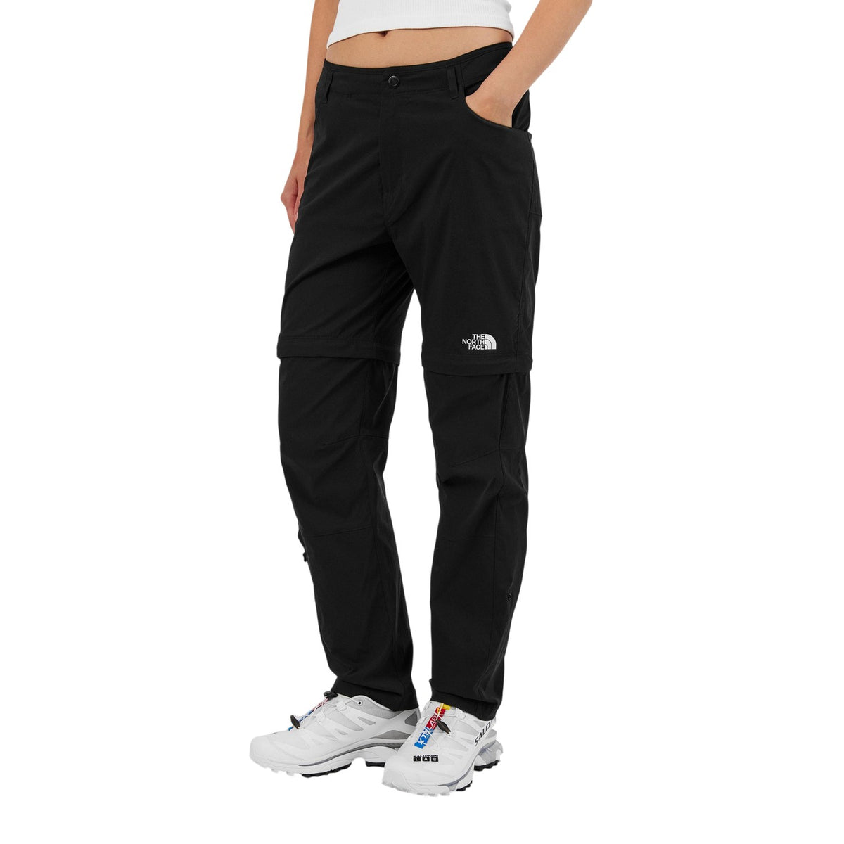 Black - Side - The North Face Mens Exploration Convertible Hiking Cargo Trousers