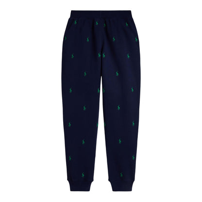 Navy - Back - Ralph Lauren Childrens-Kids Ribbed Cuff Joggers