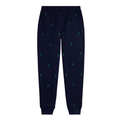 Navy - Front - Ralph Lauren Childrens-Kids Ribbed Cuff Joggers