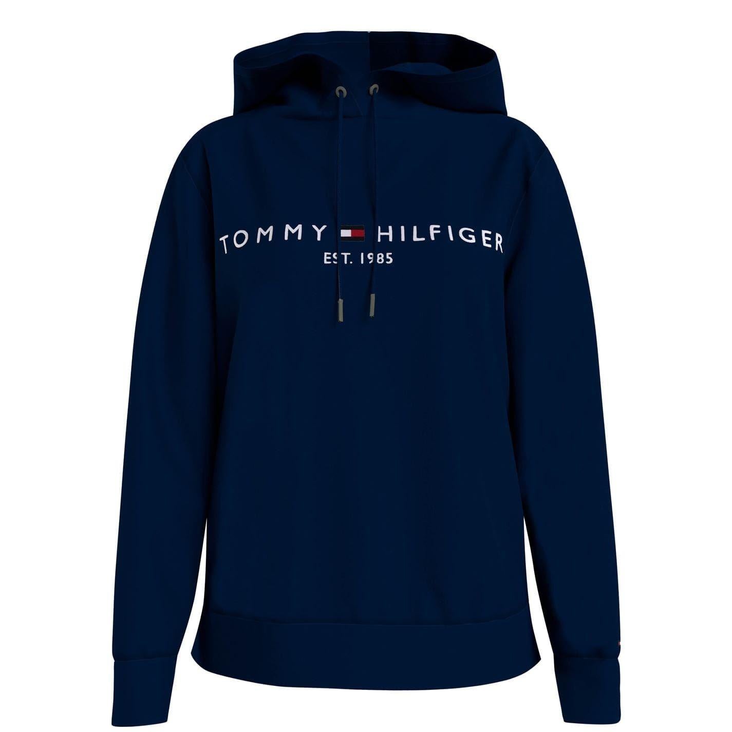 Sky Blue - Front - Tommy Hilfiger Womens-Ladies Essential Embroidered Logo Hoodie