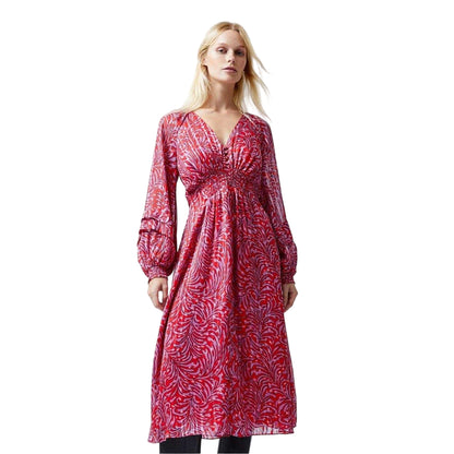Scarlet Red - Side - French Connection Womens-Ladies V Neck Midi Dress