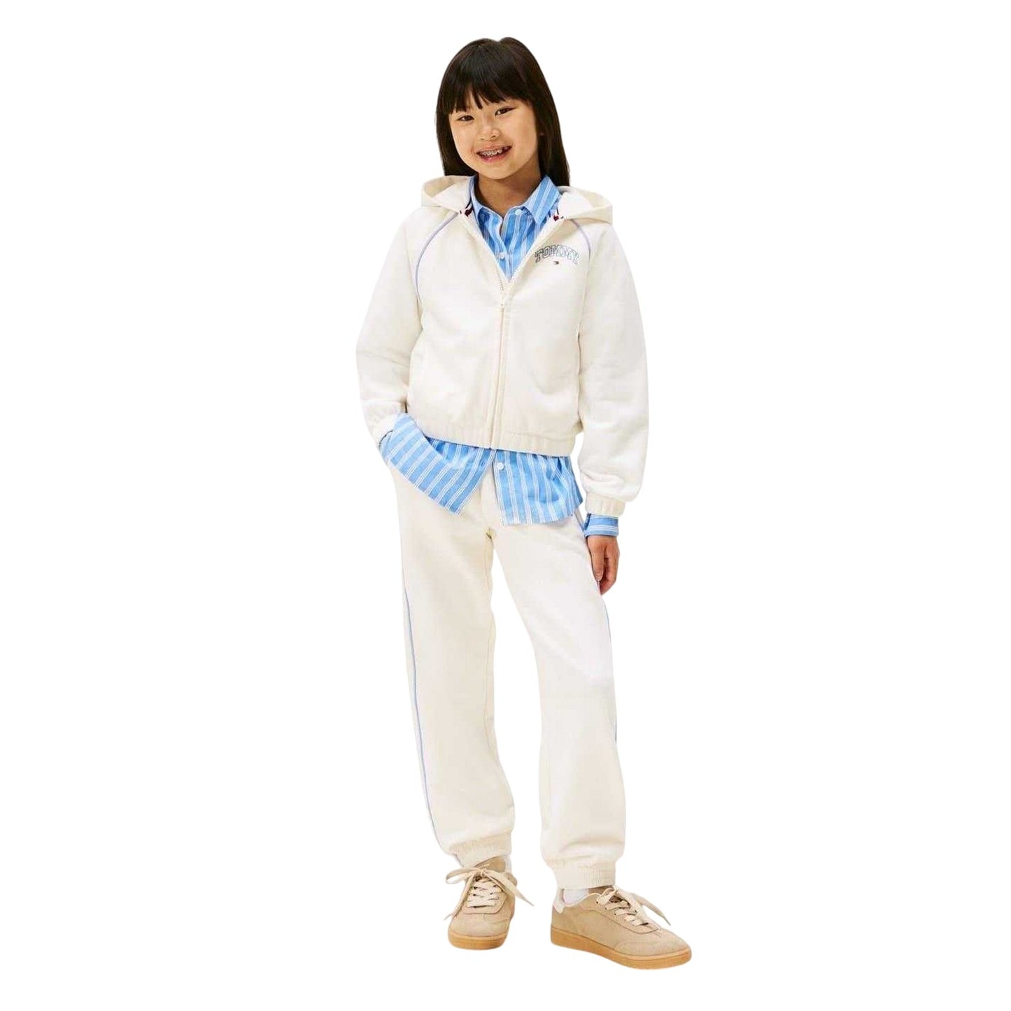 Ivory - Side - Tommy Hilfiger Childrens-Kids Varsity Joggers