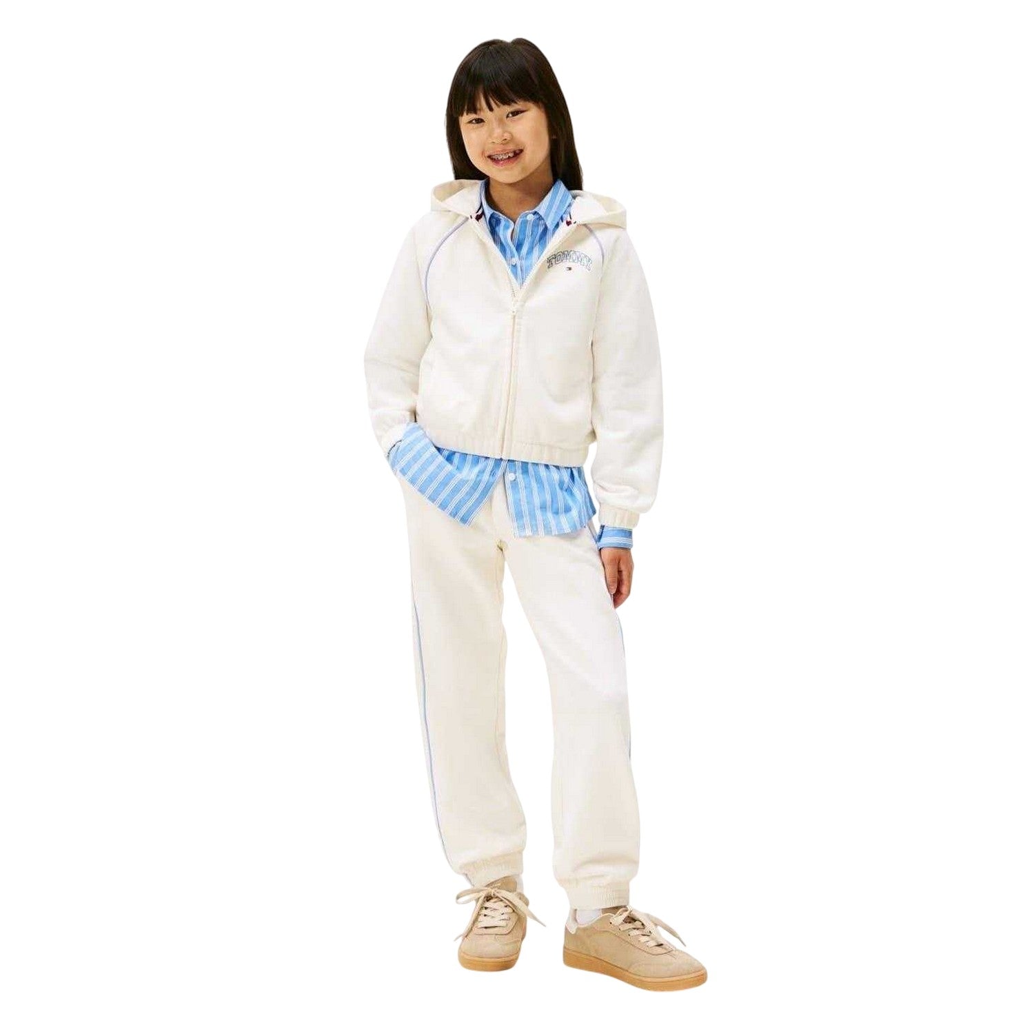 Ivory - Side - Tommy Hilfiger Childrens-Kids Varsity Joggers