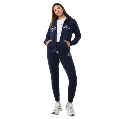 Navy - Lifestyle - Jack Wills Womens-Ladies Hunston Logo Full Zip Hoodie