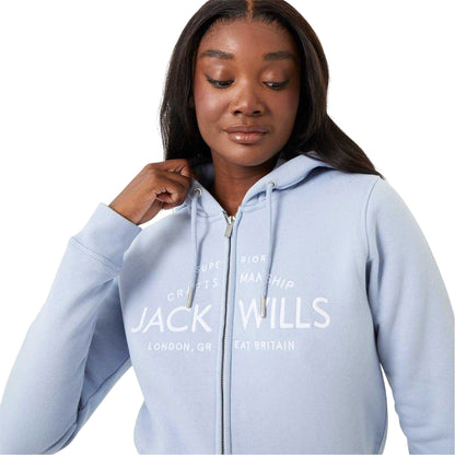 Soft Blue - Side - Jack Wills Womens-Ladies Hunston Logo Full Zip Hoodie