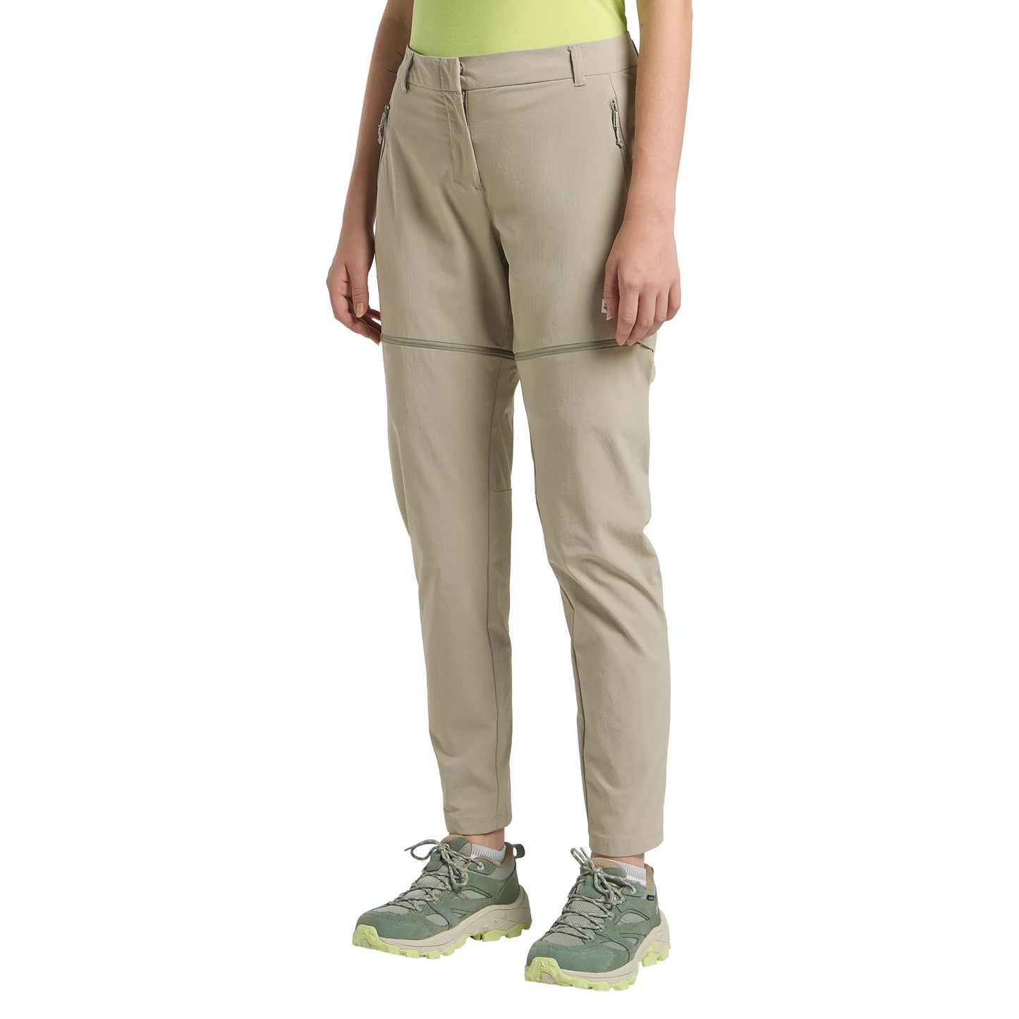 Stone - Side - Jack Wolfskin Womens-Ladies Hikeout Zip-Off Hiking Trousers