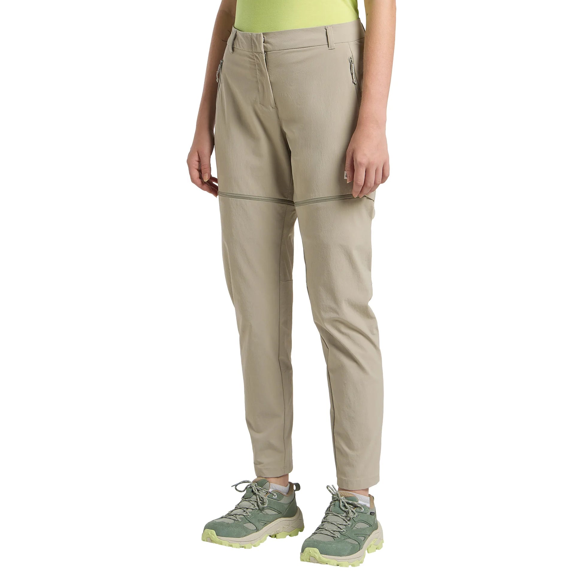 Stone - Side - Jack Wolfskin Womens-Ladies Hikeout Zip-Off Hiking Trousers