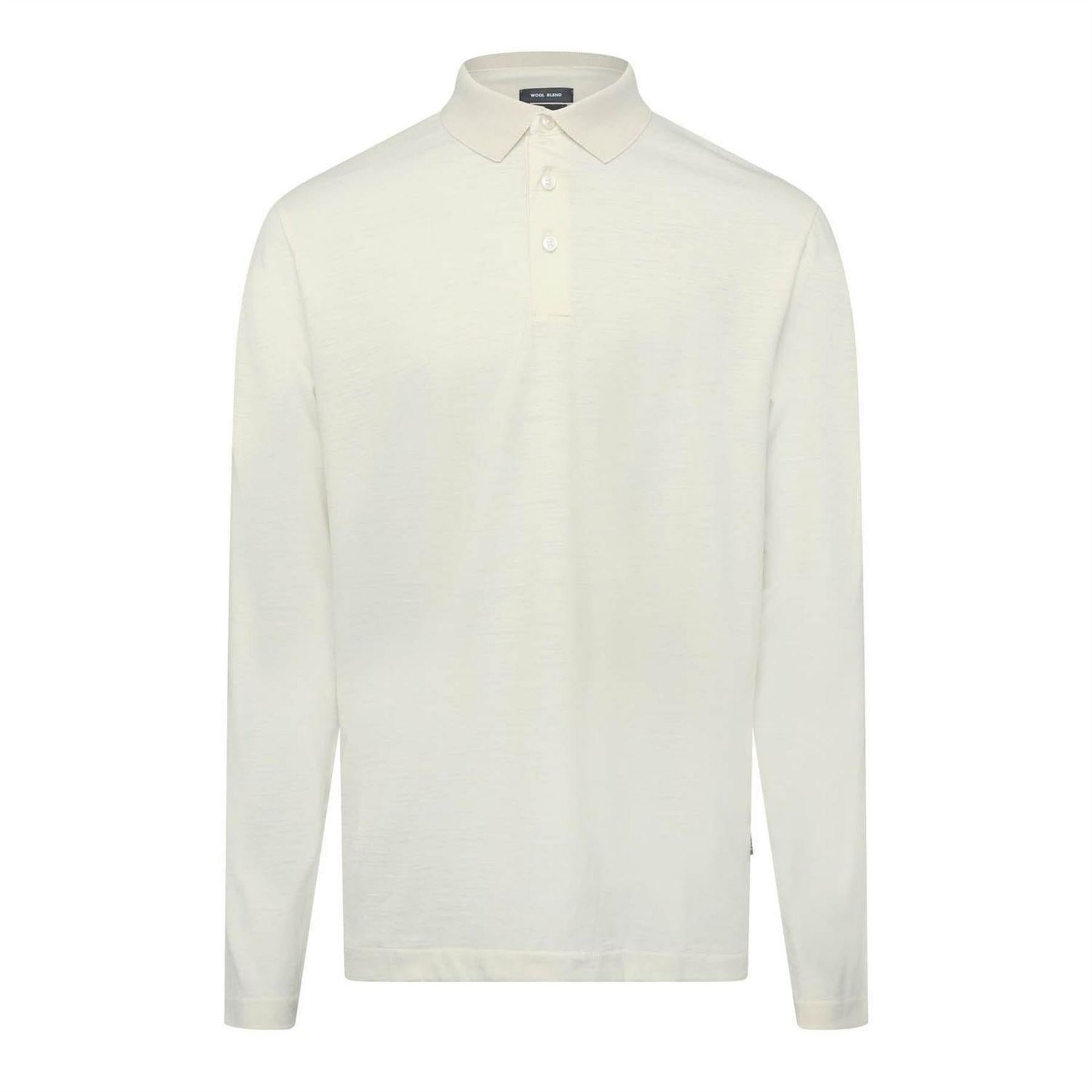 White - Front - Boss Mens Pado 110 Long-Sleeved Polo Shirt