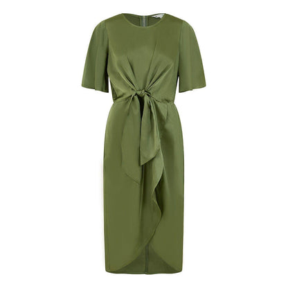 Green - Front - Yumi Womens-Ladies Tie Detail Wrap Dress