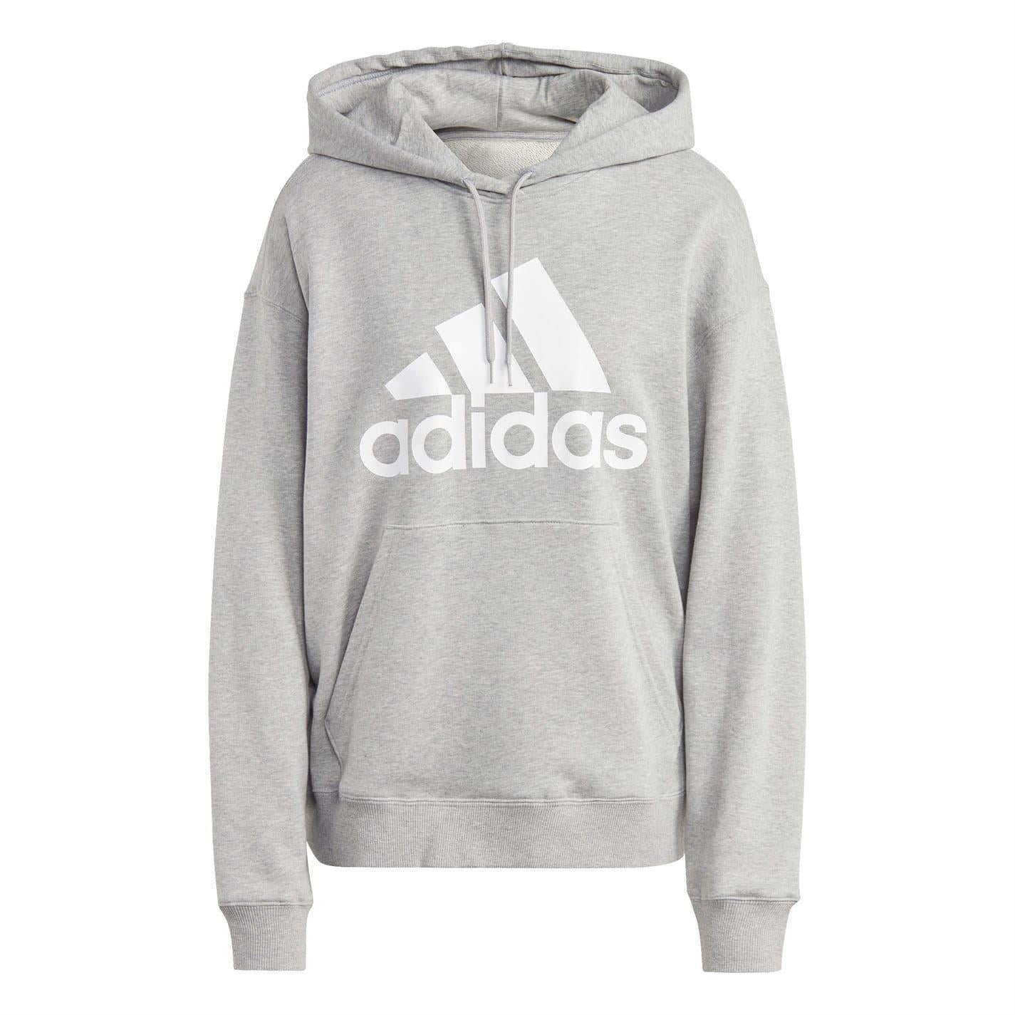 Grey Marl Marl - Front - Adidas Womens-Ladies Badge Of Sport Drawstring Hoodie