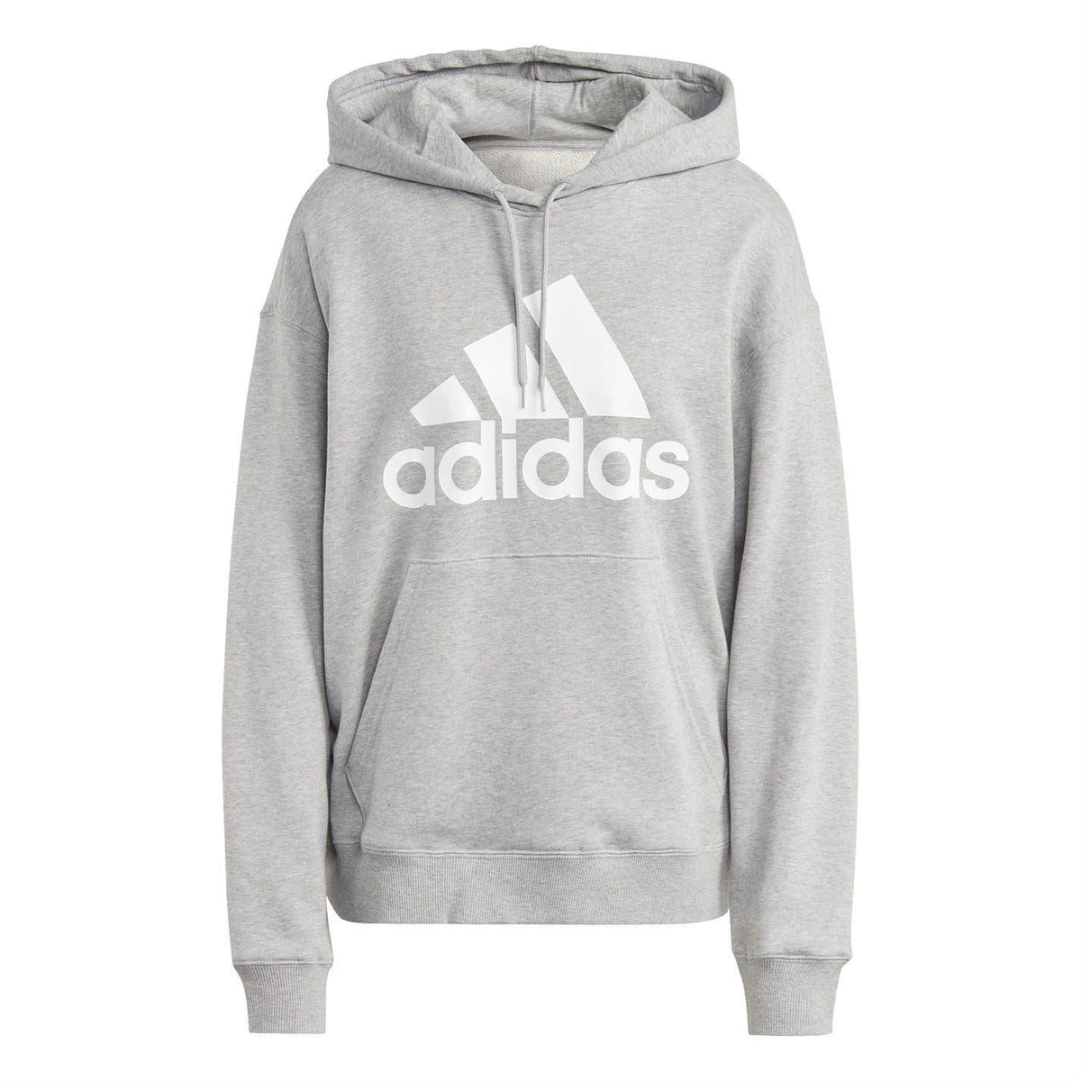 Grey Marl - Front - Adidas Womens-Ladies Badge Of Sport Drawstring Hoodie