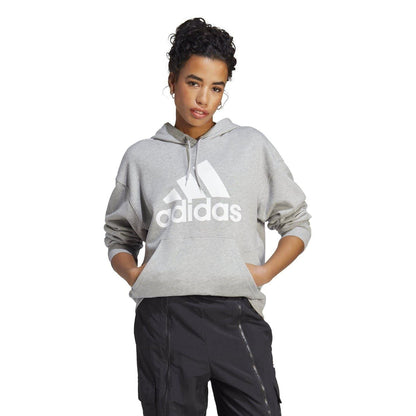 Grey Marl - Lifestyle - Adidas Womens-Ladies Badge Of Sport Drawstring Hoodie