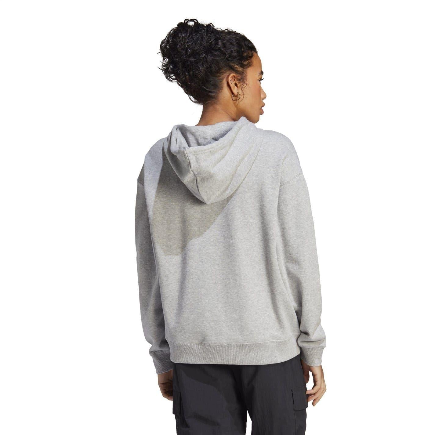 Grey Marl Marl - Side - Adidas Womens-Ladies Badge Of Sport Drawstring Hoodie