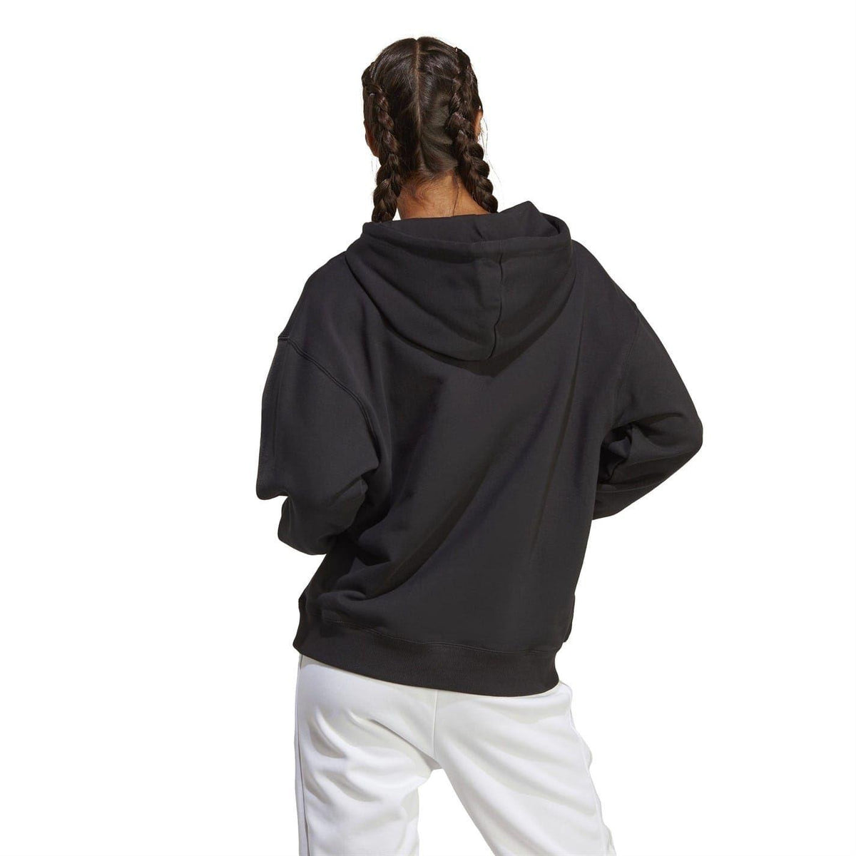 Black-White - Side - Adidas Womens-Ladies Badge Of Sport Drawstring Hoodie