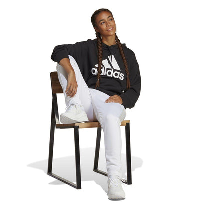 Black-White - Lifestyle - Adidas Womens-Ladies Badge Of Sport Drawstring Hoodie