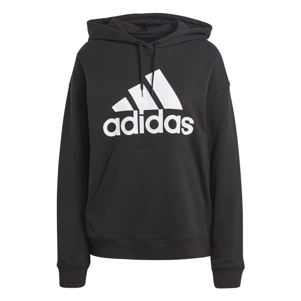 Black-White - Front - Adidas Womens-Ladies Badge Of Sport Drawstring Hoodie