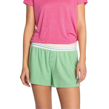 Green - Side - PJ Salvage Womens-Ladies Fresh & Fruity Jersey Rainbow Striped Shorts