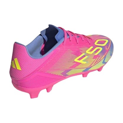 Lucid Blue-Lemon - Back - Adidas Mens F50 League Football Boots