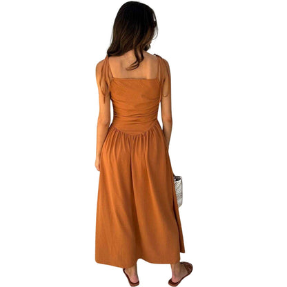 Rust - Back - AX Paris Womens-Ladies Tie Up Strap Holiday Midi Dress