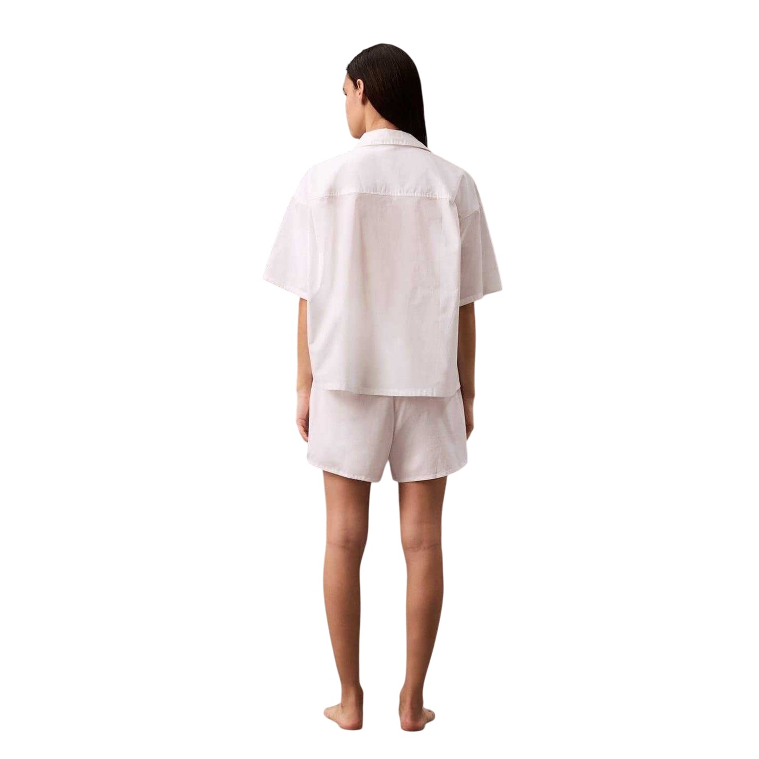 White - Lifestyle - Calvin Klein Womens-Ladies Plain Relaxed Fit Wide Sleeves Shirt