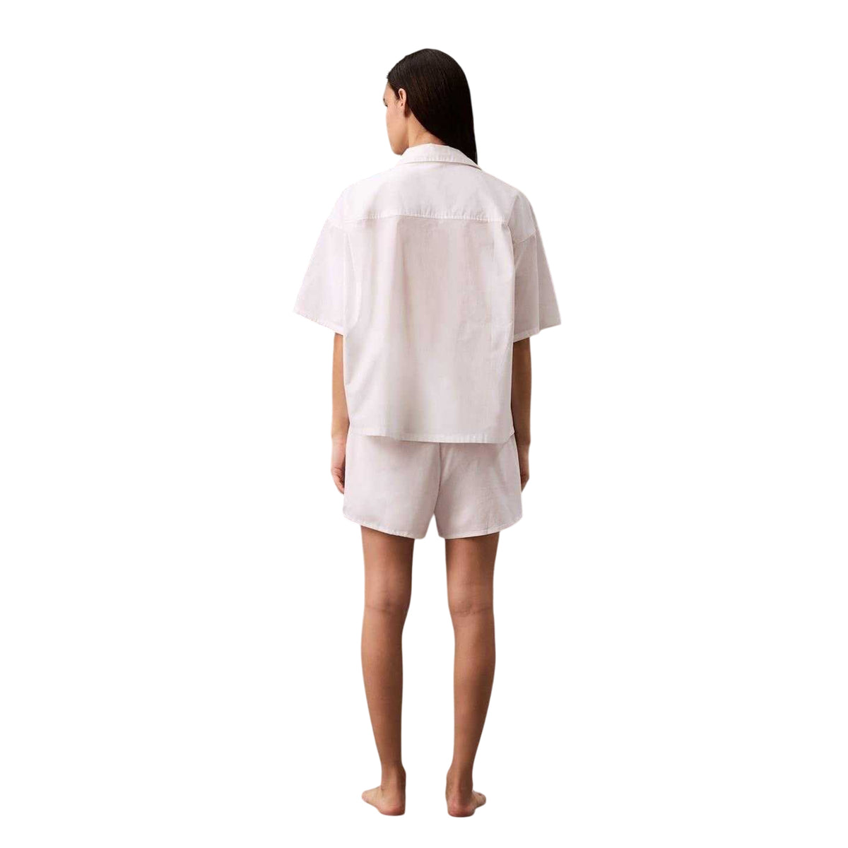 White - Lifestyle - Calvin Klein Womens-Ladies Plain Relaxed Fit Wide Sleeves Shirt