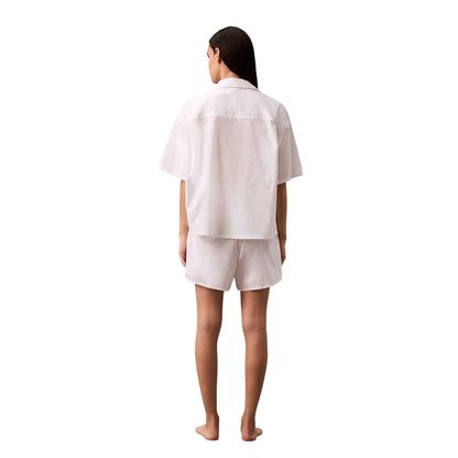 White - Lifestyle - Calvin Klein Womens-Ladies Plain Relaxed Fit Wide Sleeves Shirt