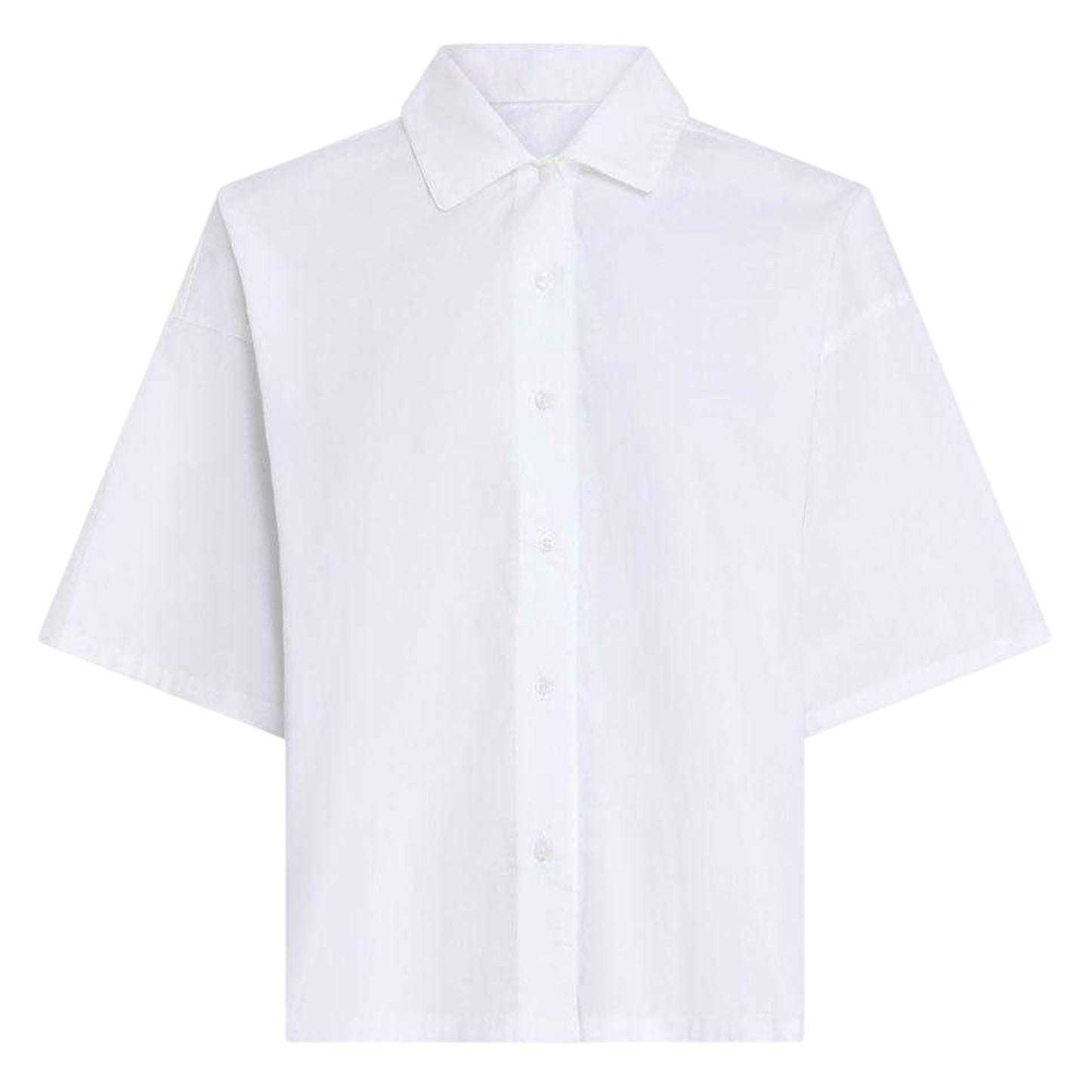 White - Front - Calvin Klein Womens-Ladies Plain Relaxed Fit Wide Sleeves Shirt