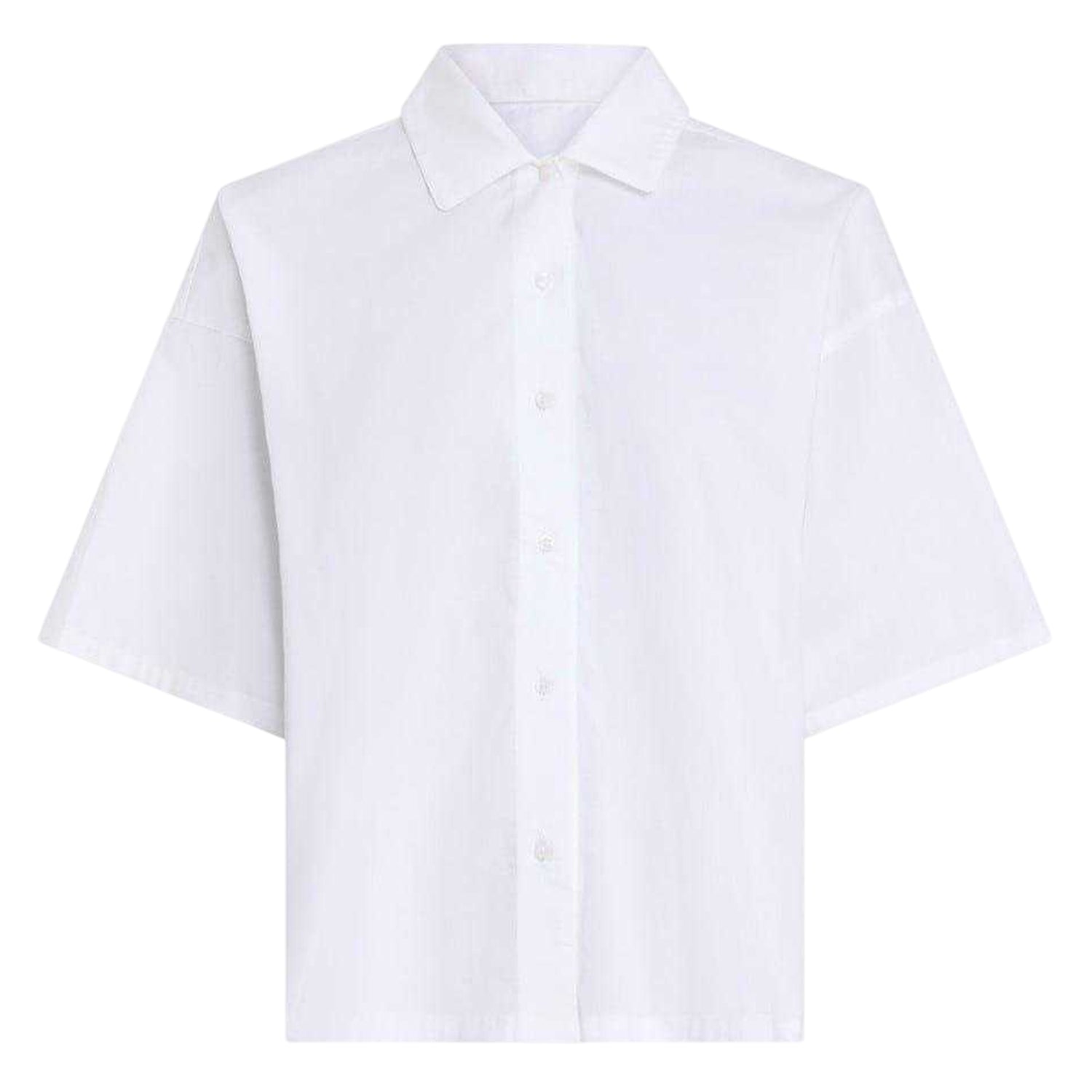 White - Front - Calvin Klein Womens-Ladies Plain Relaxed Fit Wide Sleeves Shirt