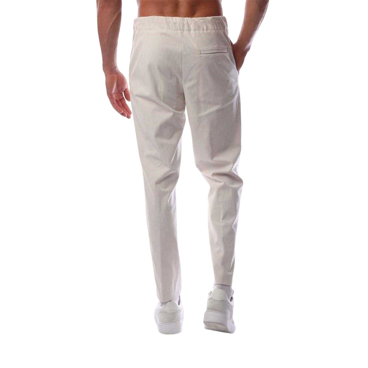 White Stripe - Back - Boss Mens Perin Corduroy Striped Straight Trousers