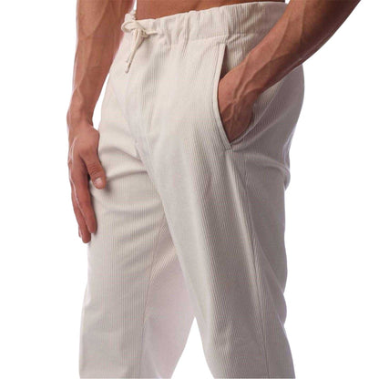 White Stripe - Side - Boss Mens Perin Corduroy Striped Straight Trousers