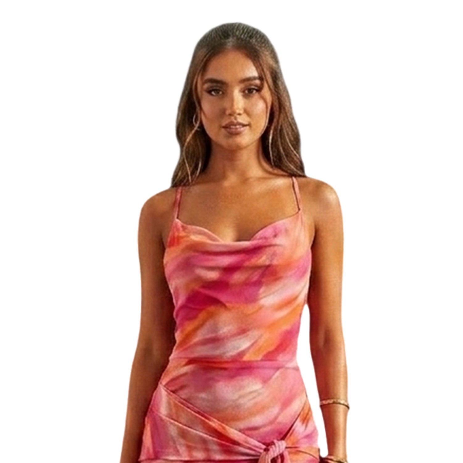 Pink - Back - Missy Empire Womens-Ladies Knotted Maxi Dress