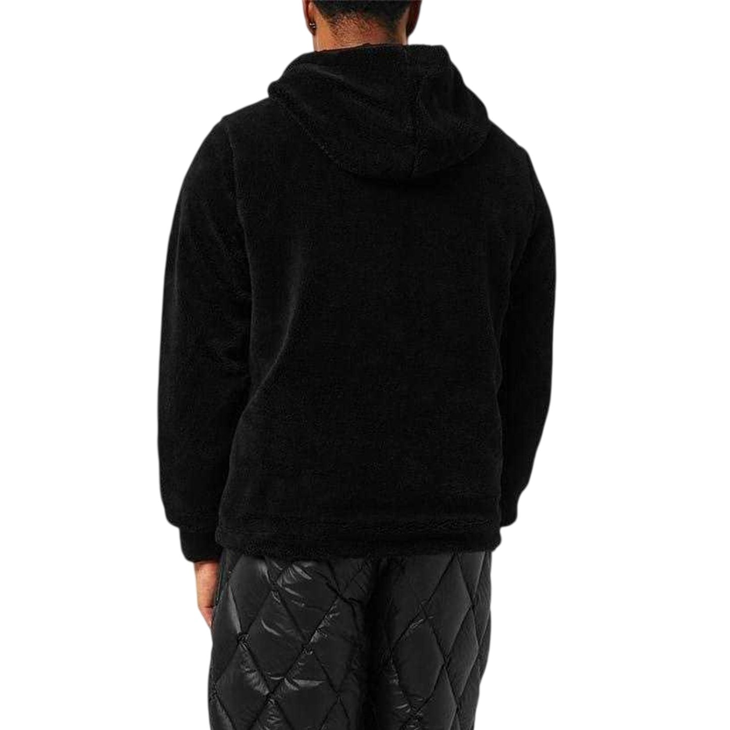 Black - Lifestyle - MKI MIYUKI ZOKU Mens Logo Sherpa Quarter Zip Hoodie