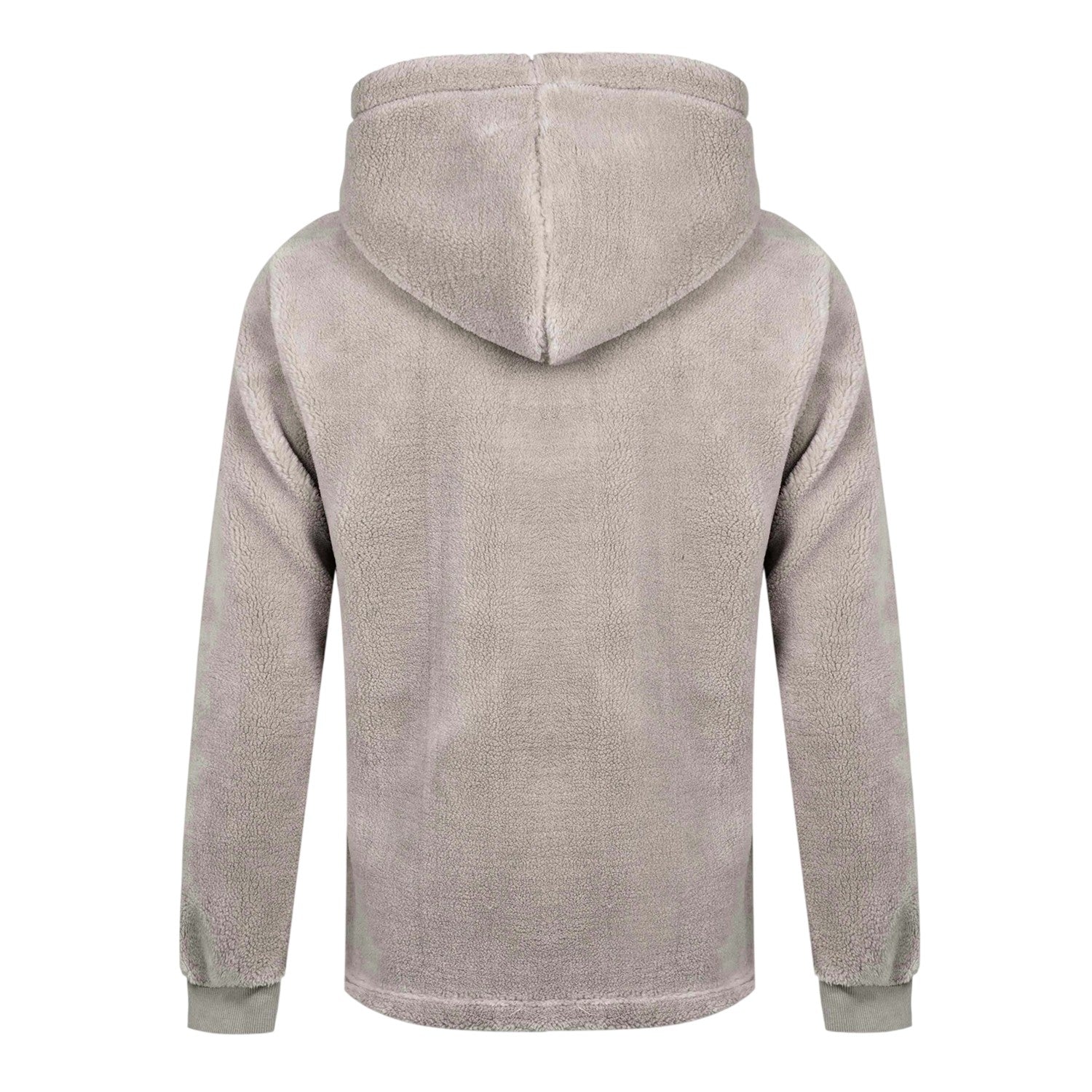 Grey - Back - MKI MIYUKI ZOKU Mens Logo Sherpa Quarter Zip Hoodie