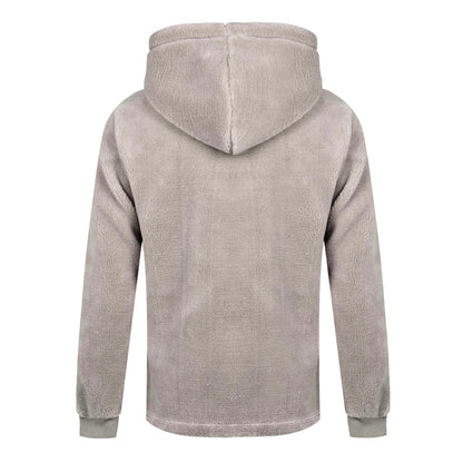 Grey - Back - MKI MIYUKI ZOKU Mens Logo Sherpa Quarter Zip Hoodie