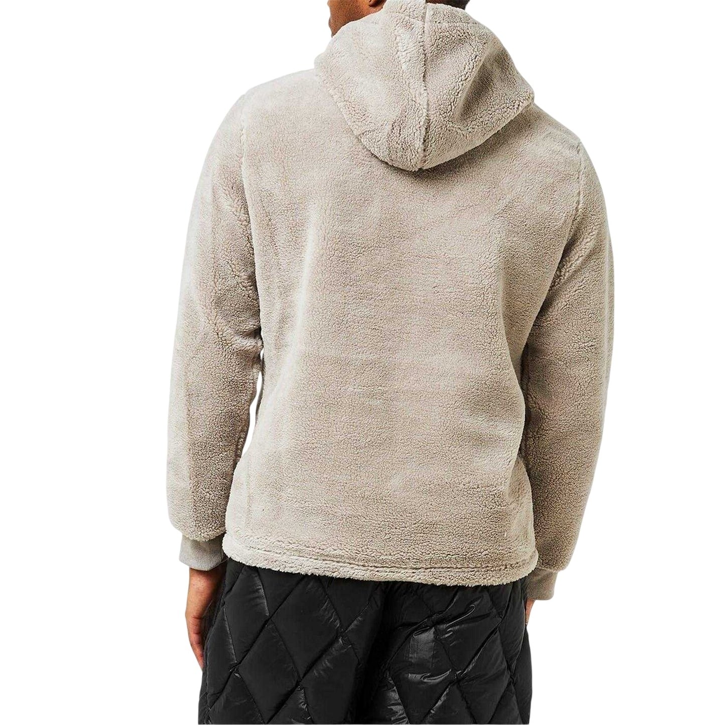 Grey - Pack Shot - MKI MIYUKI ZOKU Mens Logo Sherpa Quarter Zip Hoodie