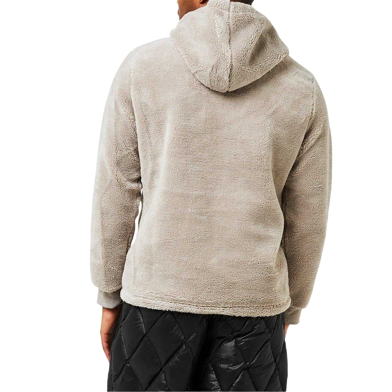 Grey - Pack Shot - MKI MIYUKI ZOKU Mens Logo Sherpa Quarter Zip Hoodie