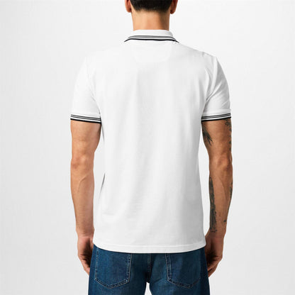 White - Lifestyle - Boss Mens Paul Contrast Striped Polo Shirt