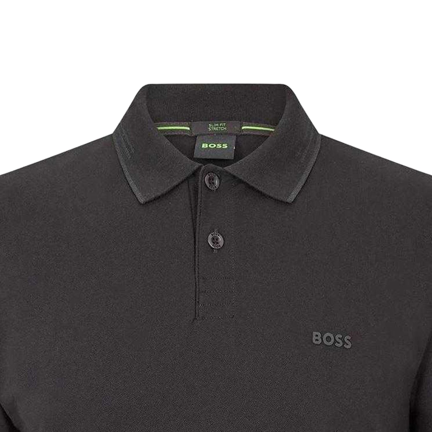 Black-Grey - Side - Boss Mens Paul Contrast Striped Polo Shirt