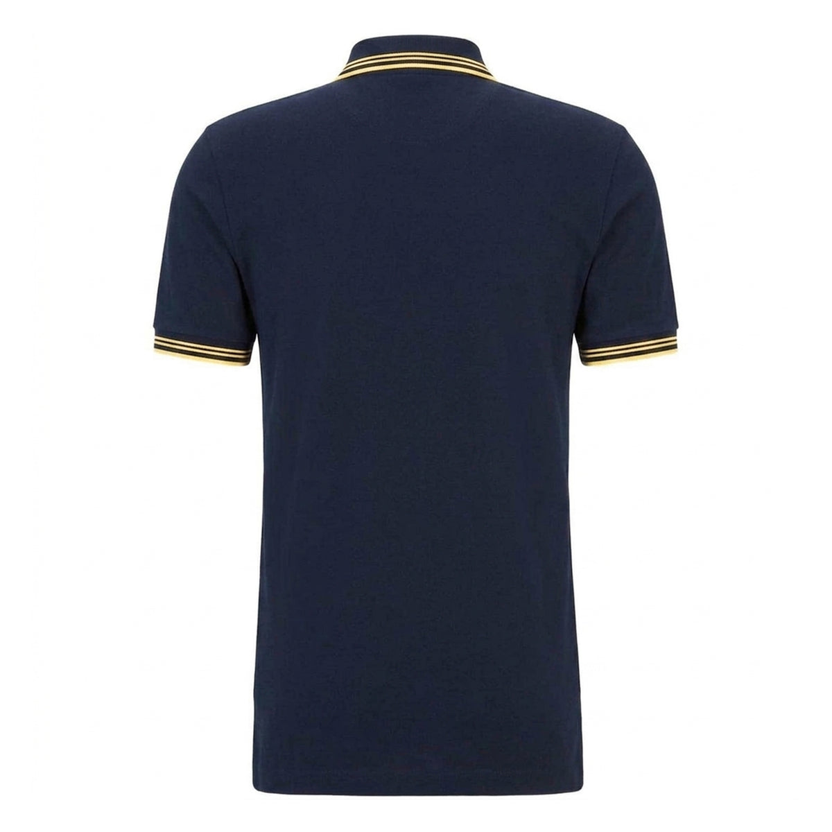 Navy-Gold - Back - Boss Mens Paul Contrast Striped Polo Shirt