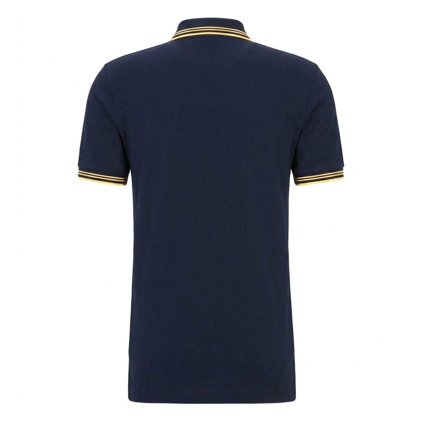 Navy-Gold - Back - Boss Mens Paul Contrast Striped Polo Shirt