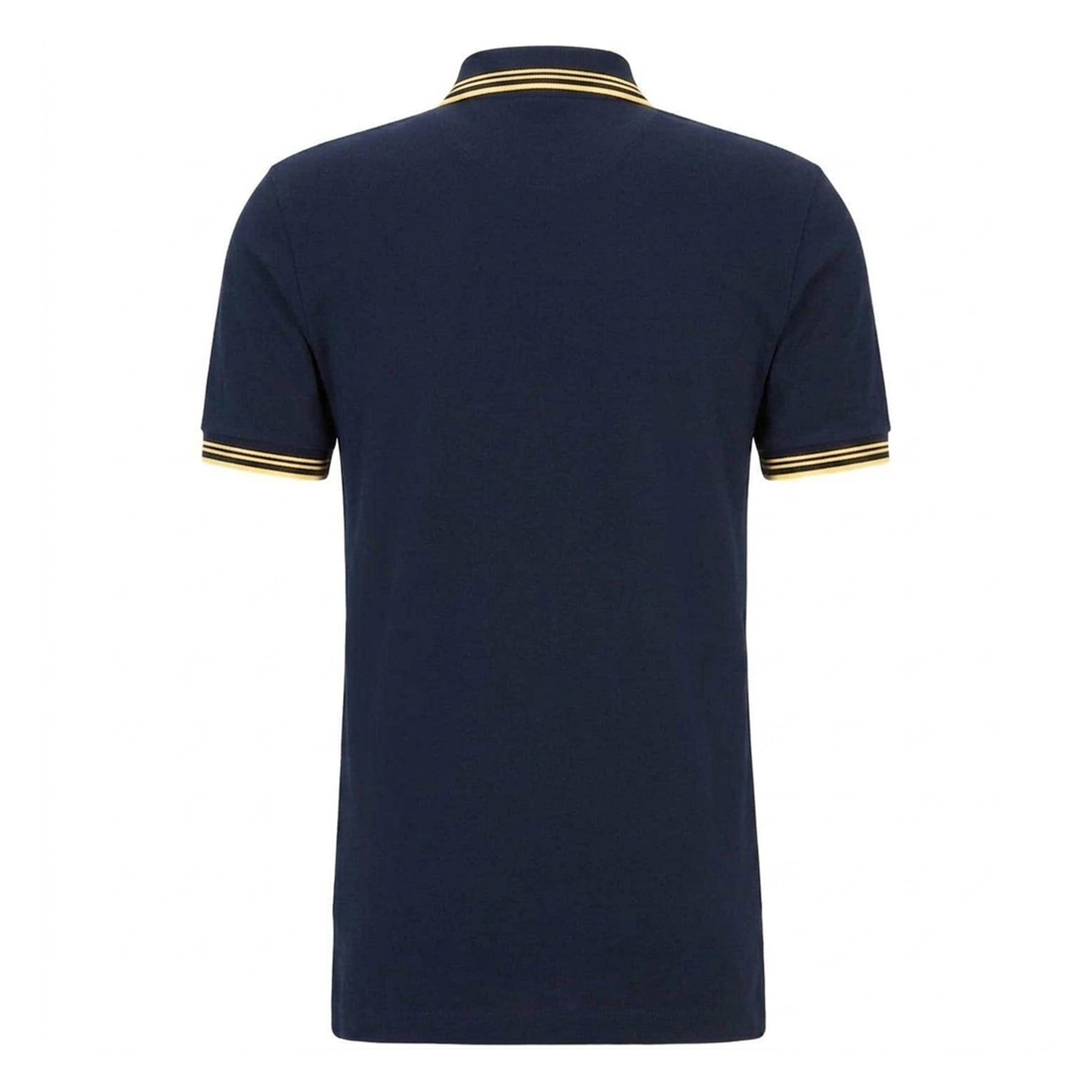 Navy-Gold - Back - Boss Mens Paul Contrast Striped Polo Shirt