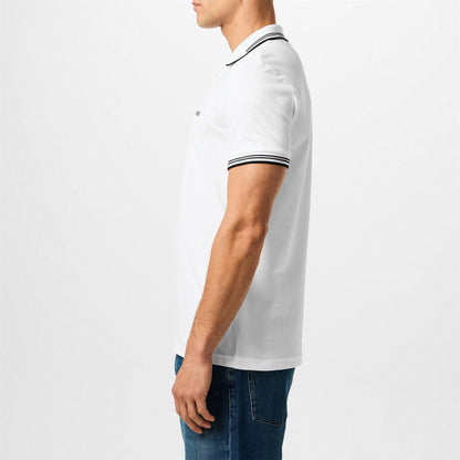 White - Back - Boss Mens Paul Contrast Striped Polo Shirt