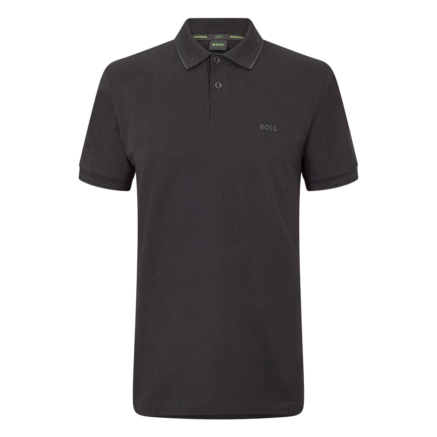 Black-Grey - Front - Boss Mens Paul Contrast Striped Polo Shirt